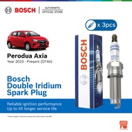 Bosch Double Iridium Spark Plug for Perodua Axia 1.0 D74A (2023 - Present) 3 Pc Set VR8SII33X
