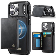 Magsafe Magnetic Card Holder Case for iPhone AIR 12 13 14 15 16 17 Pro Max 14 15 16 Plus 16e PU Leat
