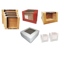 Window Cake Box 6 8 9 10  inch L window Top Window. White / Gold / Red / Brown