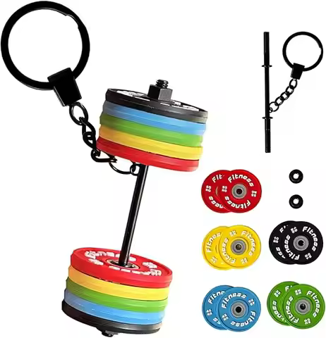 Detachable Mini Barbell Weight Plate Keychain Thickened PVC Gym Dumbbell Ring Sport Pendant Gift for