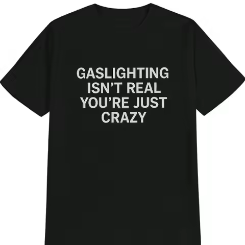 Funny Men's T Shirt Vintage Meme Tee Women Cotton Summer Oversized Streetwear Novelty GASLIGHTING IS