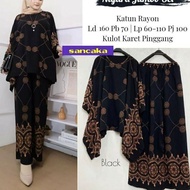 . NIYARA Jumbo Set Clothes Suit One Set Batwing Tunic Waka Waka Culottes Batik Pattern Trousers Mode