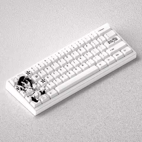 73 Keys Anime Keycaps Katou Megumi White PBT Dye Sublimation Cherry for 60 65 68 Mechanical Keyboard