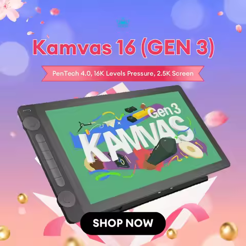 Huion Kamvas 16 (Gen 3) Graphics Tablet 15.8 Inch Display 2.5K QHD Screen with Dual Dials PenTech 4.