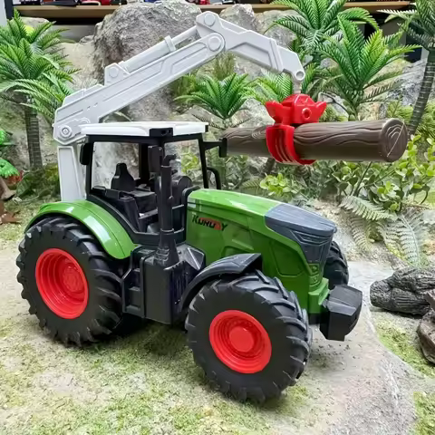 Farm Toys Tractor with Crane Jib-Large Engineering Vehicle Tractor Playset 1/24 Scale for Christmas 