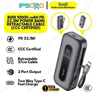 3C CCC Certified BUDI 10000 mAH PD 22.5W POWER BANK RETRACTABLE CABLE (CCC CERTIFIED)