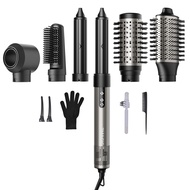 7MAGIC Hair Dryer Brush & 6 in 1 Hair Styler, Silver, 110 Volts, 1200 Watts, Ionic Technology, Fast