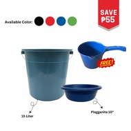 Mirage Marketing 15L Water Pail with Mini Basin and Deep Dipper Laundry Household Bundle