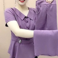ชุดสูทแขนสั้นแม่อายุ 40 ปี 50 เสื้อผ้าผู้หญิงวัยกลางคนและผู้สูงอายุในช่วงฤดูร้อนปี 2022 ใหม่สไตล์ต่า