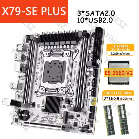 X79 SE-PLUS Motherboard Set With E5 2660 V2 CPU LGA 2011 Kit 2*16GB=32GB DDR3 RAM X79 Combo Support 