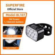 SUPERFIRE BL107 5W Bicycle Headlight 400 Lumens 1100mAh Headlight IP54 Waterproof Rating 3 Modes Bik
