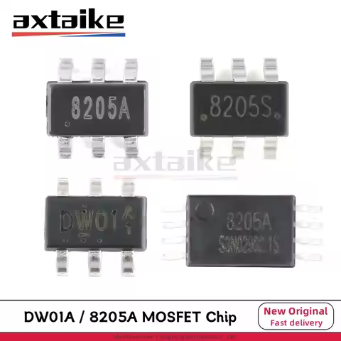 20PCS DW01 DW01A 8205A 8205S SOT23-6 TSSOP-8 SMD 6A 20V Dual N-Channel Enhancement Power MOSFET Chip