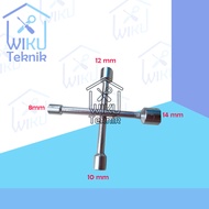 WiKu Mini Cross Socket Hex Key / 4-Way Y Key Size 8 10 12 14 mm