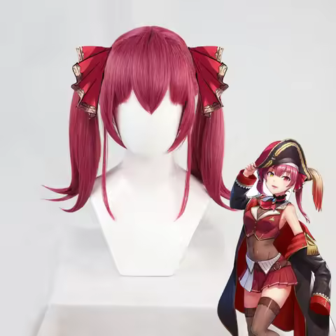 VTuber Houshou Marine Wig Hololive Girls Youtuber Cosplay Long Straight Ponytails Synthetic Hair Rol