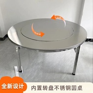 Round Table Dining Table Integrated Round Table Stainless Steel Rotating Table N5New Foldable Large 