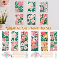 6 Pcs DIY Paint by Numbers Kit for Adults Complete Colorful Paint by Number Set with Brushes for Hom