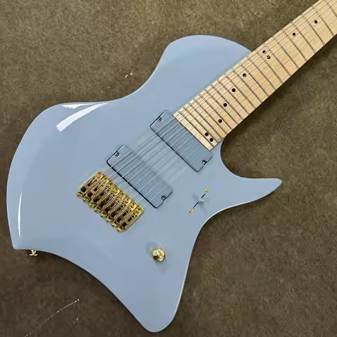 US Warehouse Customization Pastel Blue Modern Electric Guitar Maple Neck Golden Metal accessories Pe