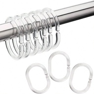 ชุด 12 ชิ้น ห่วงม่านอาบน้ำพลาสติกใส, ห่วงม่านรูปตัว C สำหรับห้องน้ำ (12 ชิ้น ใส)