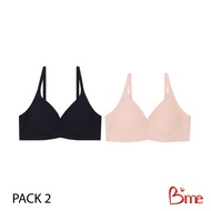 Bme เสื้อชั้นในไร้โครง ไร้ขอบ ไร้ตะเข็บ Level 1 ฟองน้ำบาง รุ่น ME1A3E (แพ็ค2ตัว)คละสี (สีครีม  สีเทา