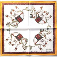 Jim Thompson Vintage Handkerchief 4 Royal Elephants 16.5 x 16 inches