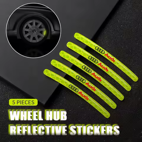 5pcs Car Tire Rim Reflective Strips Car Badge Sticker Car Styling For Audi Sline RS TT A3 A4 A5 A6 S