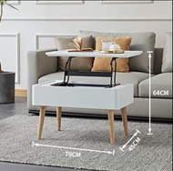 白色升降茶几帶儲物