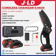 JLD Cordless Chainsaw 6-inch Mini Chainsaw Portable Handheld 36vf