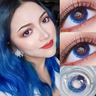 【ready stock & give gifts】2pcs Colorful  Contact lens Yearly use  Blue  degrees0.00-8.00diameter14.2