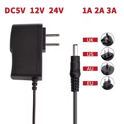 Power Supply EU KU AU US Regulation DC 5V 12V 24V Power Plug 1A 2A 3A Lighting LED Strip Driver