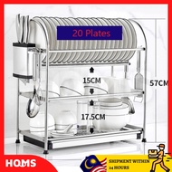 HOMS 304 Stainless Steel Dish Rack 55cm Rack Pinggan Rak Dapur Kitchen Dish Drainer Storage Rack