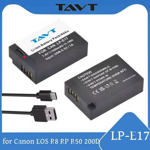 TAVT LP E17 LP-E17 Battery with Type-C Input for Canon LP-E17 SL2 SL3 RP 200 250D M3 M5 M6 750D 760D