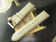 NOS 舊倉底 HUGO BOSS 22MM 珠白色壓紋真皮錶帶 連 20MM錶扣
