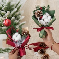 Mini Christmas Bouquet Cotton Pine Cone Elk Santa Claus Christmas Bouquet Christmas Gift Creative Gift for Girlfriend Valentine's Day Gift Anniversary Gift