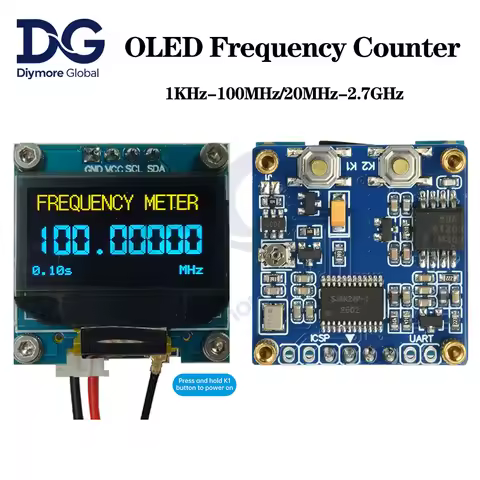 0.96Inch OLED Frequency Counter 1kHz to 100MHz/20MHz-2.7GHz High-Precision Frequency Counter Measure