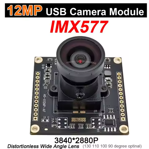 No distortion Lens Wide Angle 130degree12MP IMX577 CMOS Sensor USB Webcam Module High Speed 3840*288