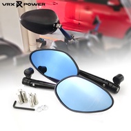 For YAMAHA NMAX 125 155 AEROX XMAX 250 300 Motorcycle Side Mirrors Handlebar Adjustable Long Stem Rearview CNC Blue Glass Mirror