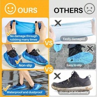 100-Pair Pack Disposable Shoe Covers - Non-Slip High Quality Booties, One-Time Use Foot Protectors F