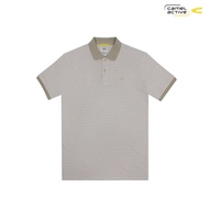 camel active Mens CVC Jacquard Stripe Khaki Polo Shirt