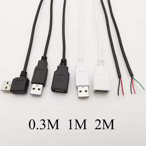 5V USB 2.0 A Female Male Power Supply Cable Connector 2Pin 4Pin Wire Charge Extension Cable Adapter 