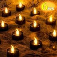 Mini LED Candles Lights Battery Powered Electronic Flameless Tealight Black Tearful Candle Lamps For Halloween Party Decoration