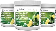 Dr. Berg's Raw Wheatgrass Juice Powder, Lemon Flavor w/ Stevia Sweetener - Green Superfoods Rich in Vitamins Chlorophyll &amp; Trace Minerals - BioActive Dehydration &amp; Ultra-Concentrated Nutrients 3 Pack