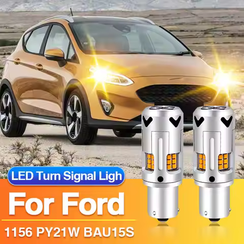 2×PY21W LED Turn Signal Light 1156 BAU15S Lamp for Ford Fiesta 6 7/Focus 2 3 4/Kuga 2/Ranger, Yellow