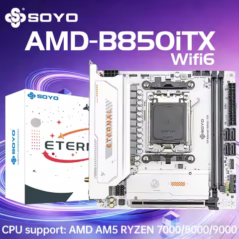 B850ITX AMD Motherboard AMD Ryzen AM5 DDR5 Supports CPU 7000 8000 9000 Processors Pcie5.0x16 Pcie4.0