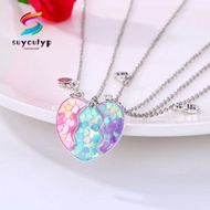 SUYOUMY 3Pcs Matching Heart Pendant Necklace, Alloy Friendship Jewelry BFF Necklaces, Cute Friendshi