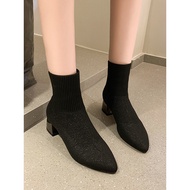 Thin Boots Women Stretch Socks Boots 2022 New Style Autumn Winter High Heel Short Boots Knitted Sing