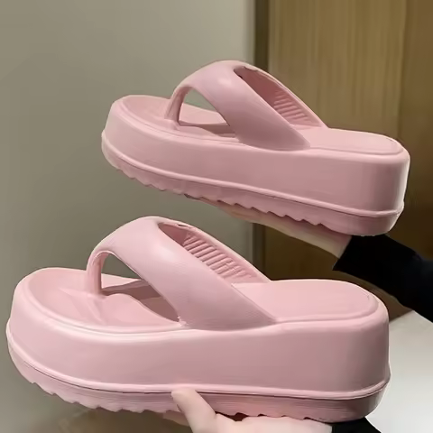 Bebealy Women's Platform Flip Flops Outdoor Beach Flip Flops Fasciitis Arch Support Cloud Slippers S