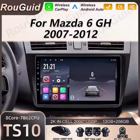Android16 Auto Car Radio For Mazda 6 GH 2007 2008 2009 2010 2011 2012 GPS Carplay DSP Navigation Vid