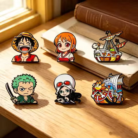 6pcs Anime Enamel Pins Set Thousand Sunny & Going Merry Pirate Vessels Metal Brooch Badges Collectib