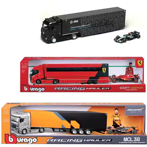 truck Bburago 1:43 F1 Transport Ferrari Sf24 Mercedes-Amg W15 Mclaren Mcl38 Racing Hauler Alloy Mini