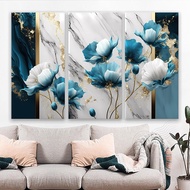 cod Abstract Marble Texture Butterfly White Flower Poster and Prints Wall Art Canvas Painting For Li